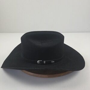 VTG Chris Eddy Bros Hat Cowboy Mens 7 1/4 Black Wool 4X Felt Wide Brim Western